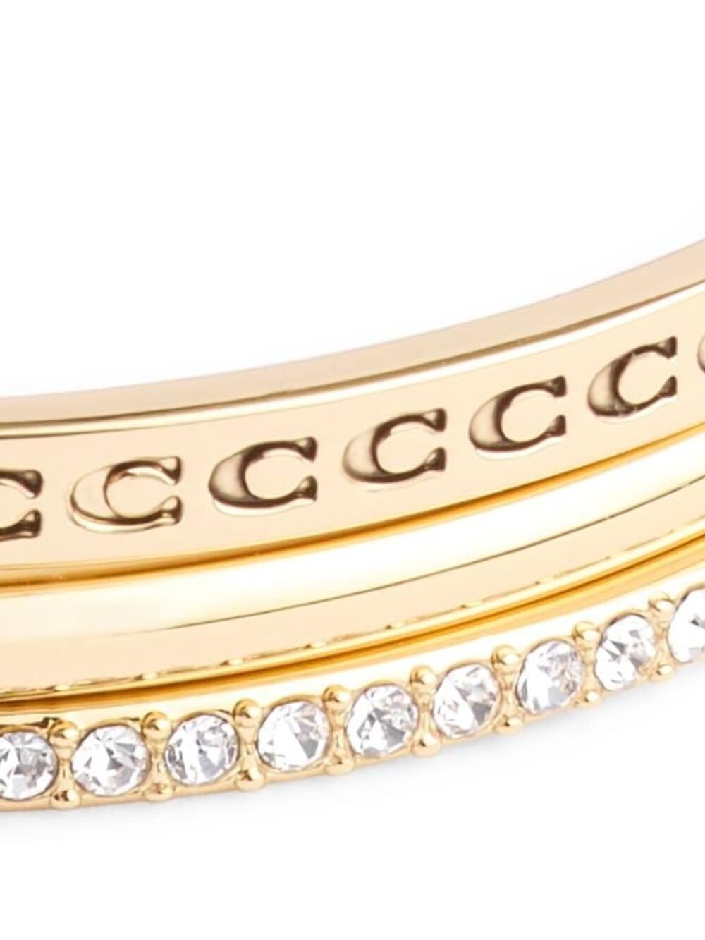 Women's, Signature Quilted Heart Bangle Set, Crystal/Gold, One Size - Picture 3 of 4
